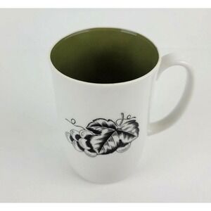 Vintage Neiman Marcus Porcelain White Grapevine Green Mug Cup